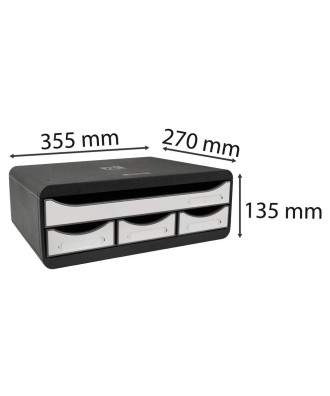 TOOLBOX MINI 4 tiroirs noir/blanc glossy