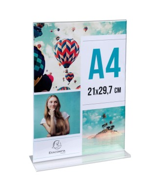 Porte-visuel droit vertical A4 cristal