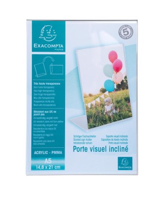 Porte-visuel incliné A5 cristal