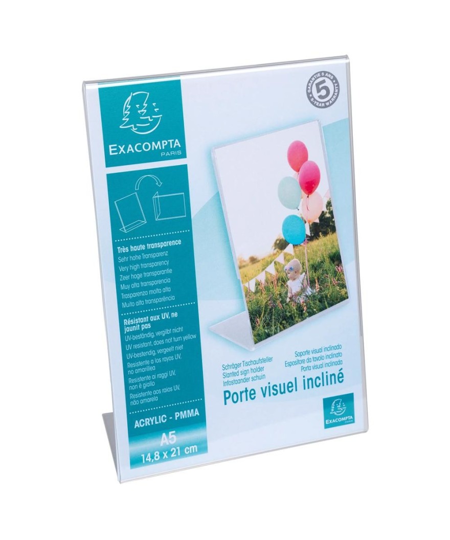 Porte-visuel incliné A5 cristal
