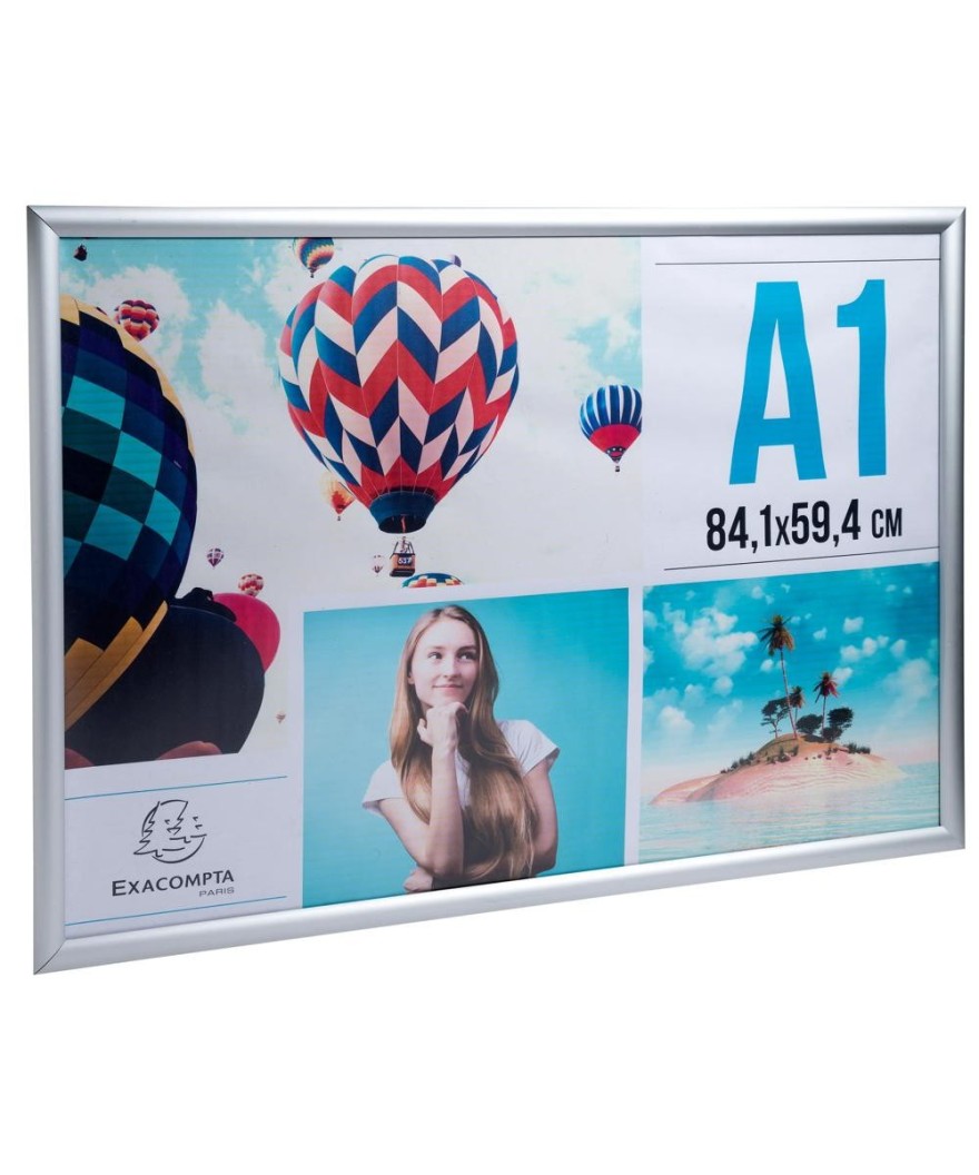Cadre mural aluminium A1 alu/cristal