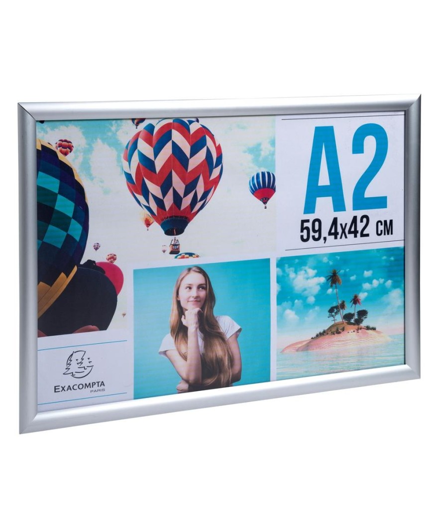 Cadre mural aluminium A2 alu/cristal