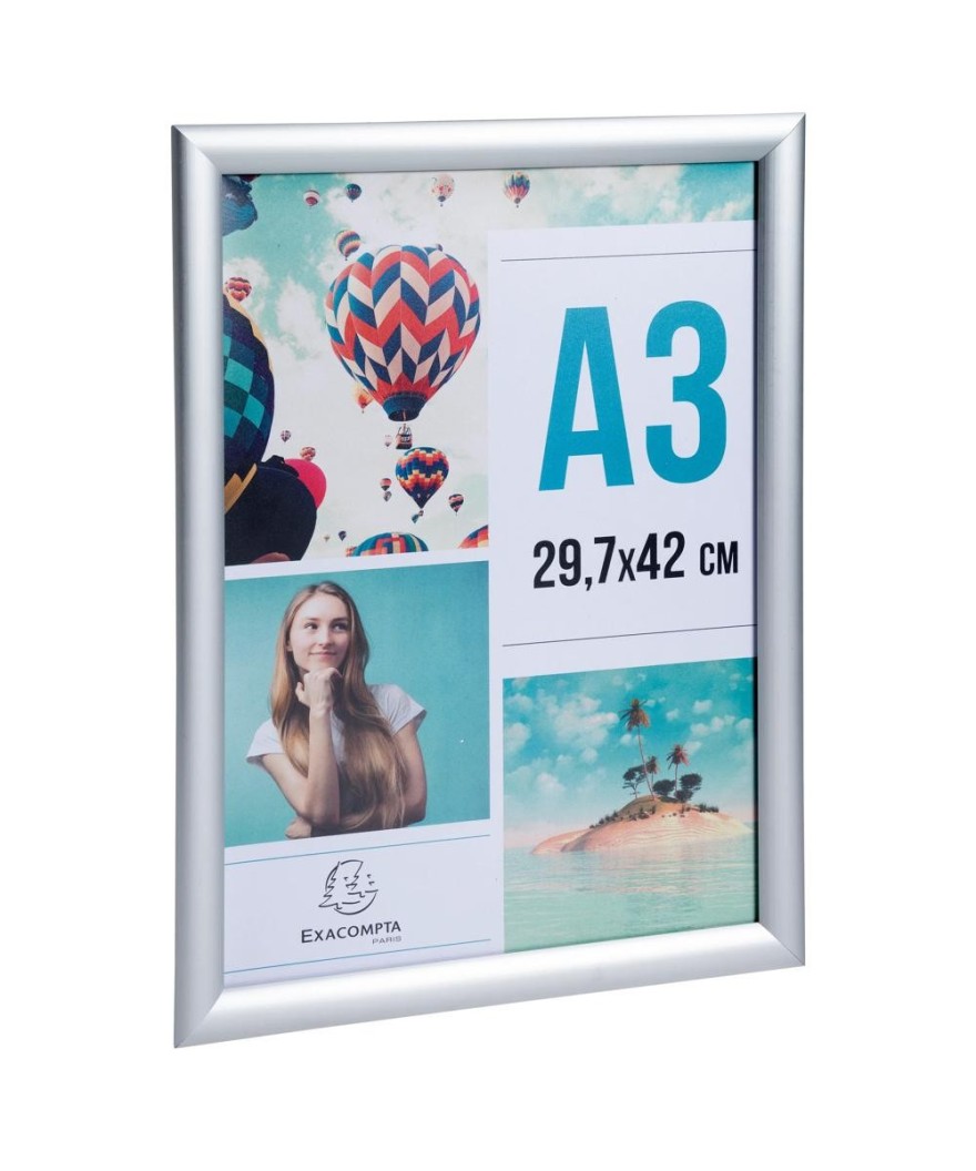 Cadre mural aluminium A3 alu/cristal