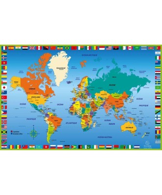 Sous-main rigide PVC 37,5x57,5cm Monde