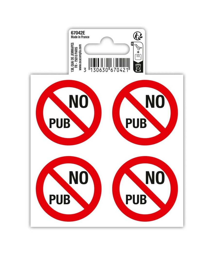 Panneau No pub PVC 10x10cm (x4)