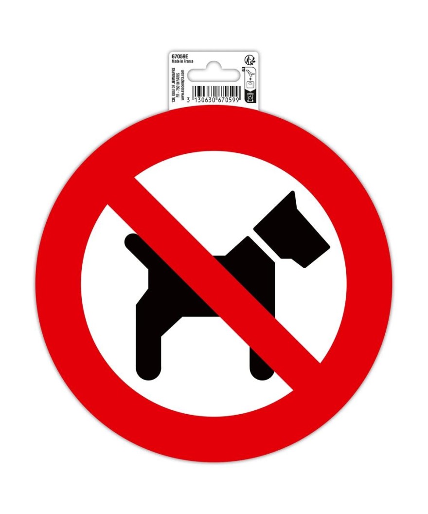 Panneau Interdit aux chiens PVC 20 cm