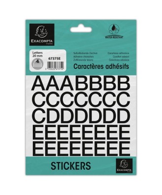Pochette lettres adhésives (20 mm) noir
