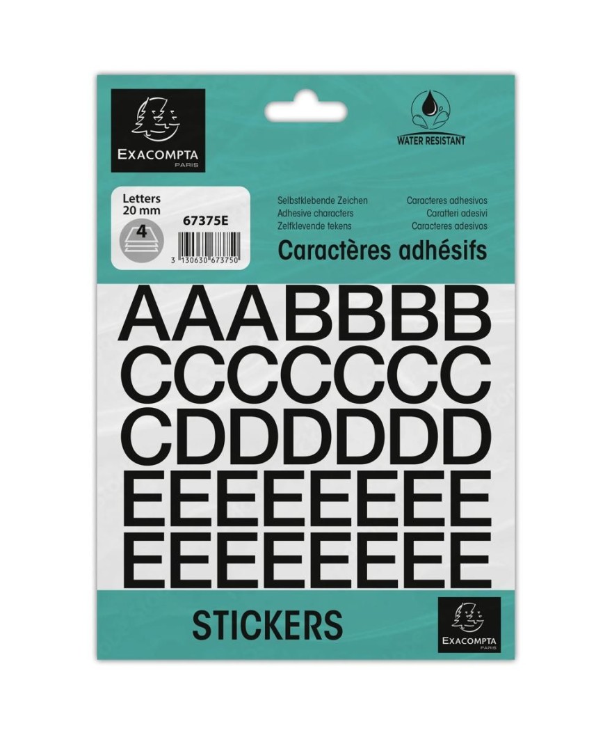 Pochette lettres adhésives (20 mm) noir