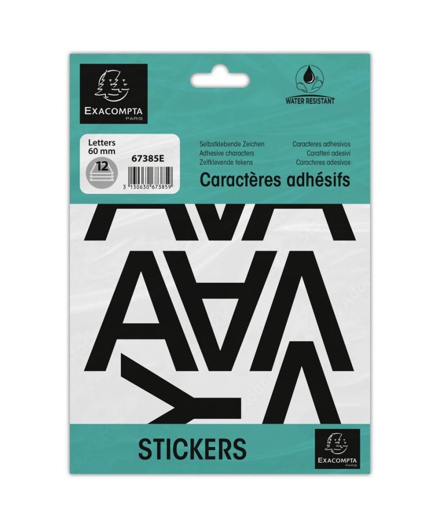 Pochette lettres adhésives (60 mm) noir