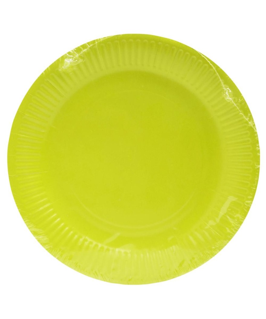 20 Assiettes carton rond Ø23cm Vert kiwi