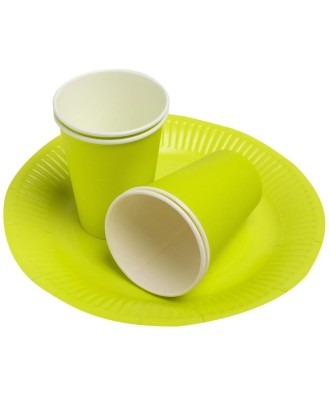 20 Assiettes carton rond Ø23cm Vert kiwi