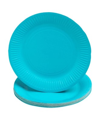 20 Assiettes carton rond Ø23cm Turquoise