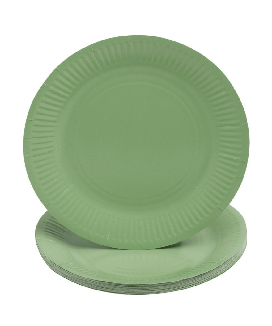 20 Assiettes, carton rond Ø 23 cm Vert O