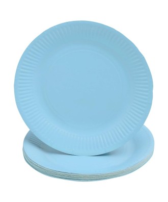 20 Assiettes, carton rond Ø 23 cm Bleu c