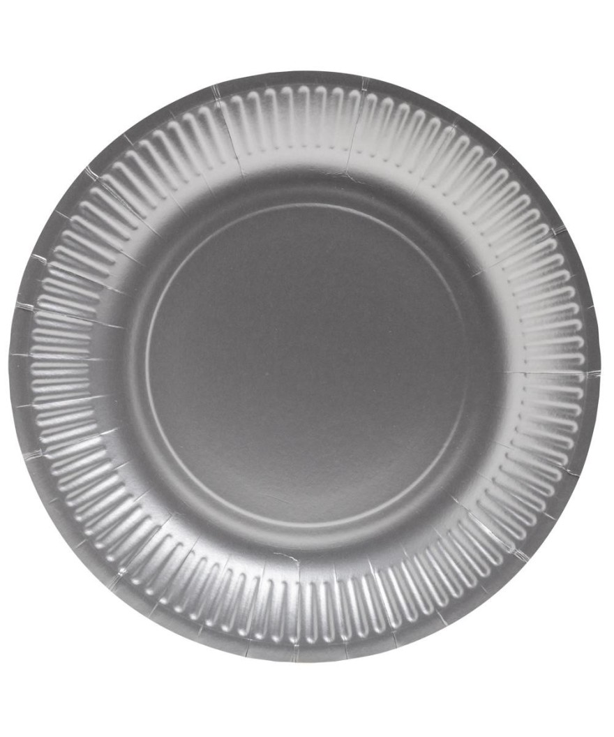 10 Assiettes carton rond Ø23 cm Argent