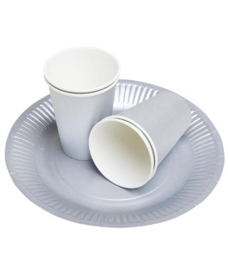 10 Assiettes carton rond Ø23 cm Argent