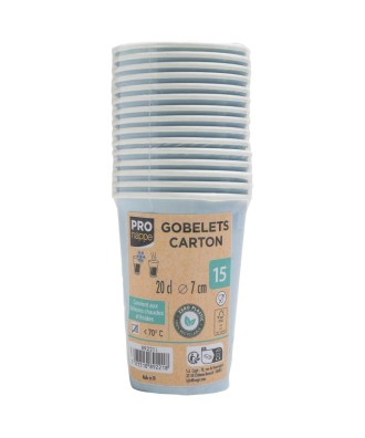 15 Gobelets carton 20cl Bleu ciel