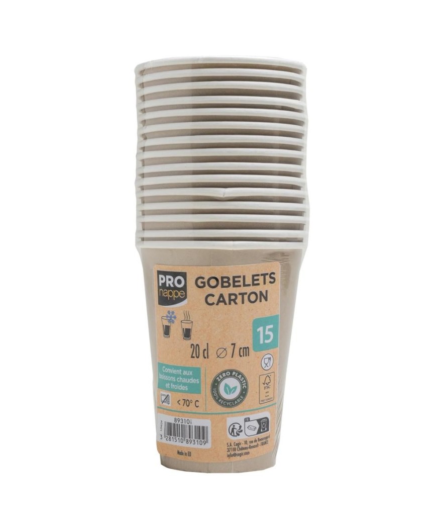 15 Gobelets carton 20cl Or