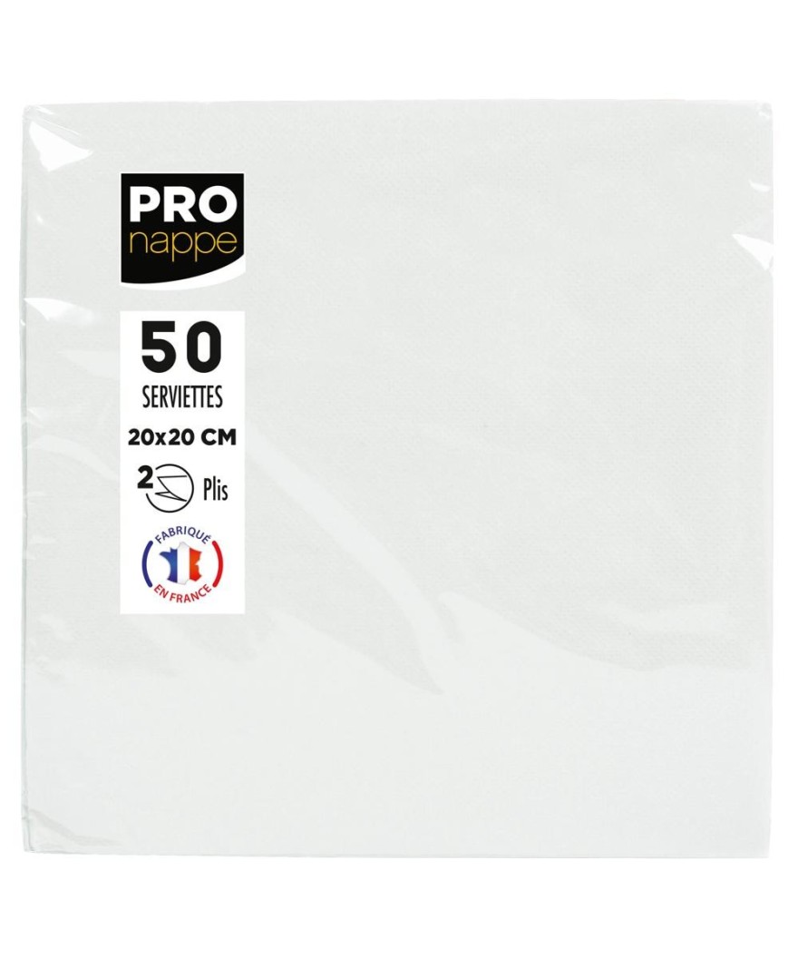 50Serviettes OUATE micro-gauf.20X20Blanc