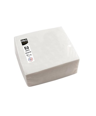50Serviettes OUATE micro-gauf.20X20Blanc
