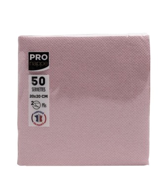50 Serviettes OUATE 20X20cm Vieux rose