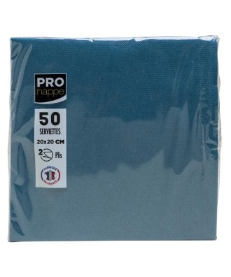 50Serviettes OUATE20x20cm Bleu Pacifique