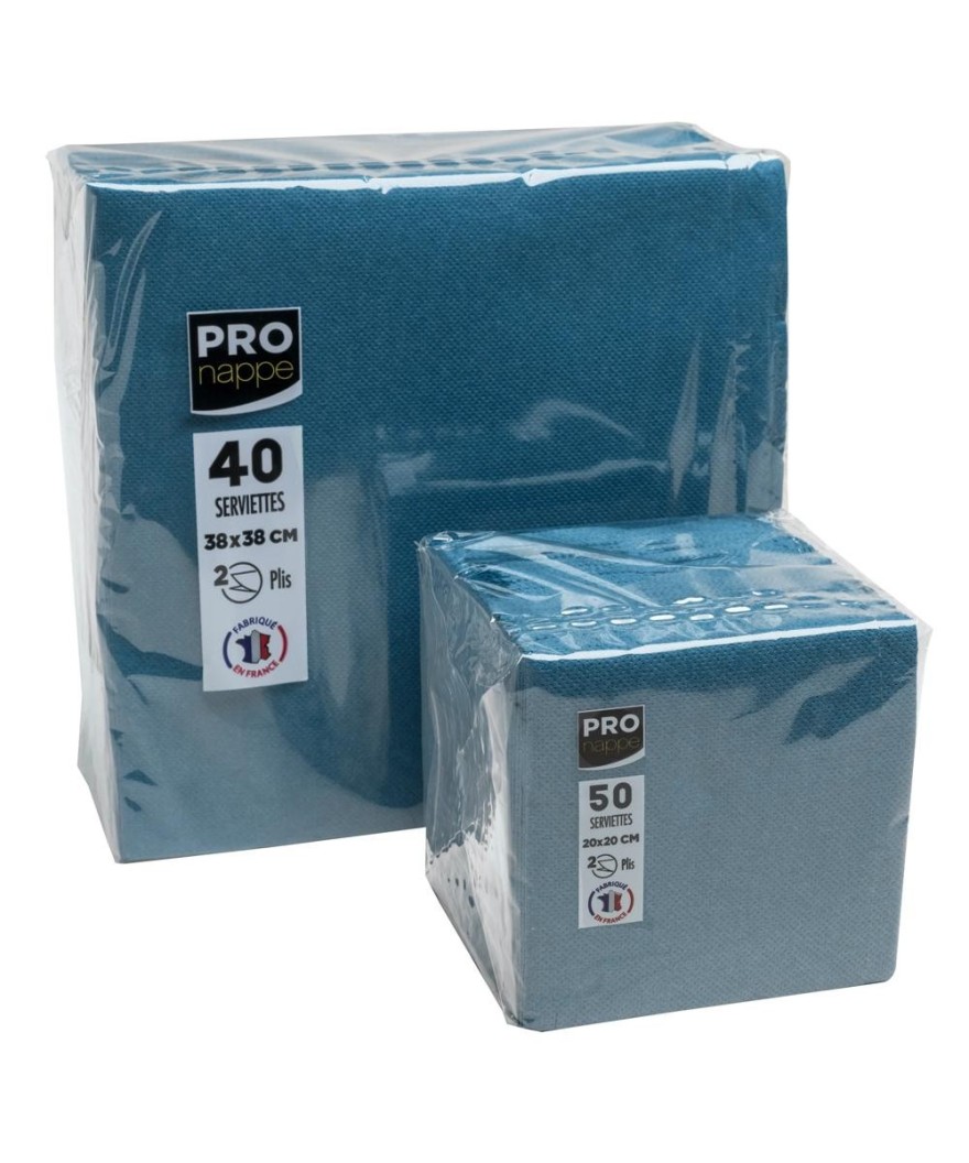 50Serviettes OUATE20x20cm Bleu Pacifique