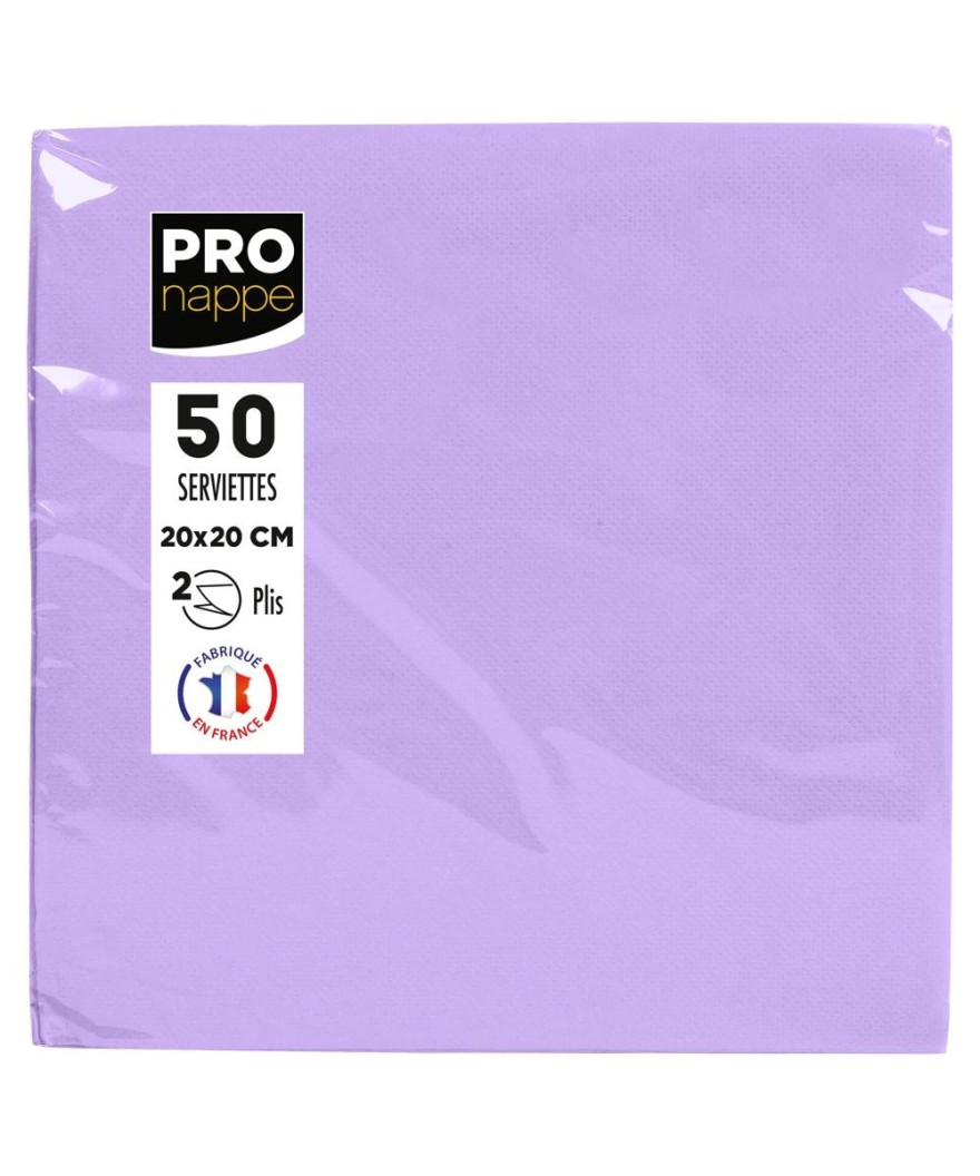 50Serviettes OUATE 20x20cm Lilas