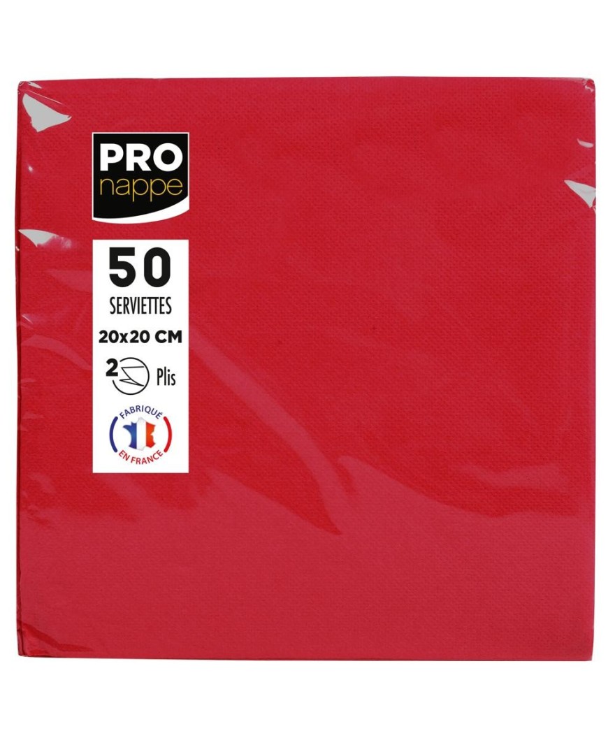 50Serviettes OUATE micro-gauf.20X20Rouge