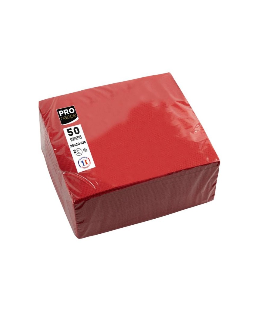 50Serviettes OUATE micro-gauf.20X20Rouge
