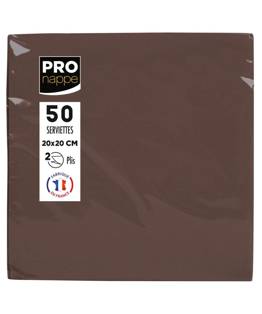 50Serv.OUATE micro-gaufré 20X20 Chocolat