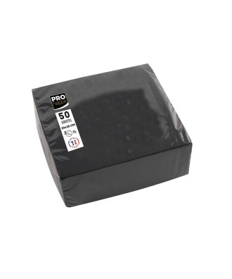 50 Serviettes OUATE micro-gauf.20X20Noir