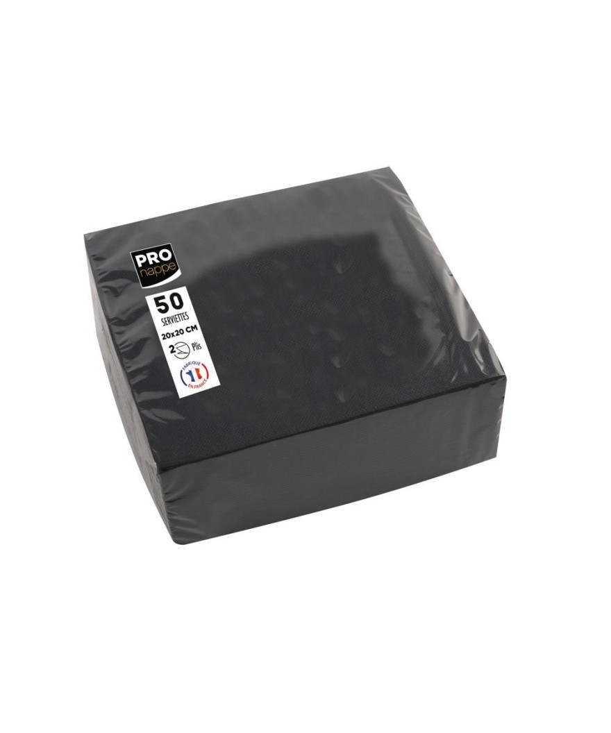 50 Serviettes OUATE micro-gauf.20X20Noir