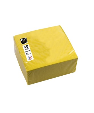 50Serviettes OUATE micro-gauf.20X20Jaune