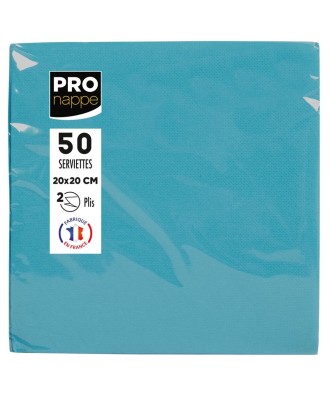 50Serv.OUATE micro-gauf.20X20 Turquoise