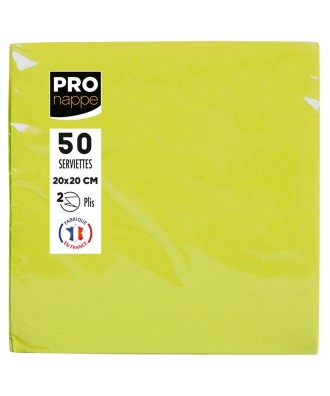 50Serv.OUATE micro-gaufré 20X20Vert kiwi
