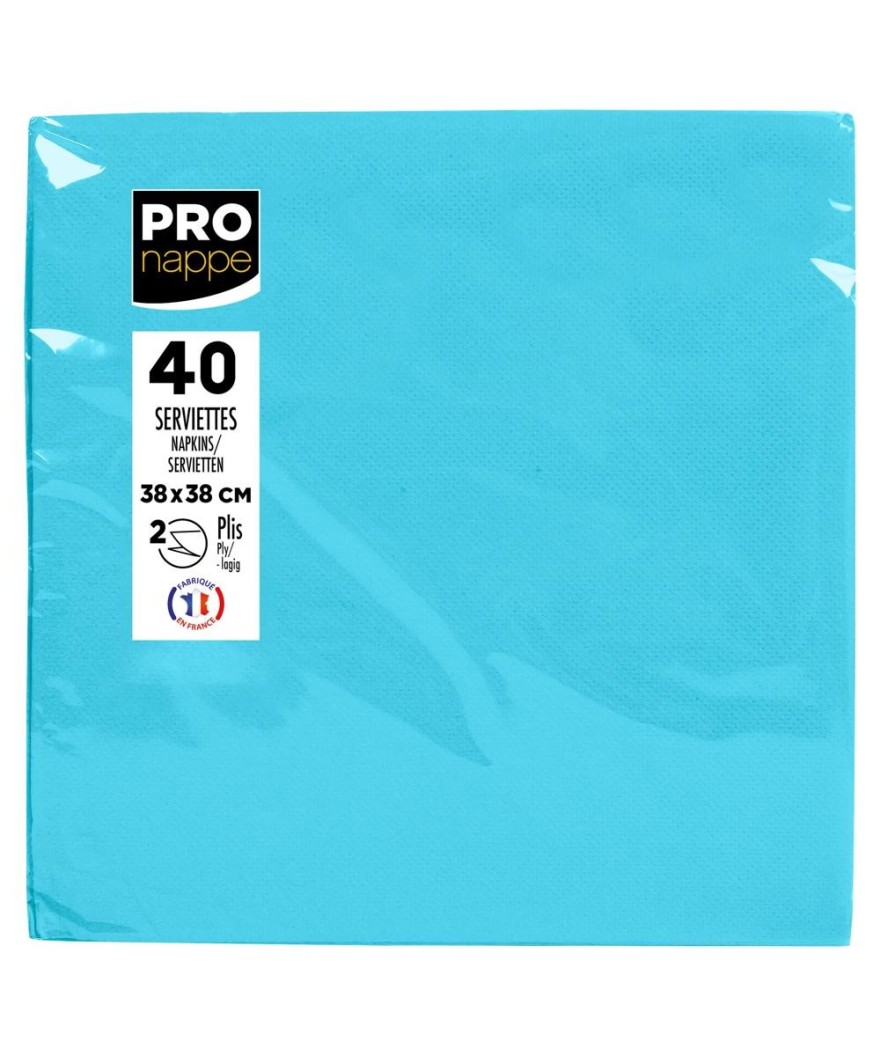40 Serviettes OUATE 38x38cm Azur