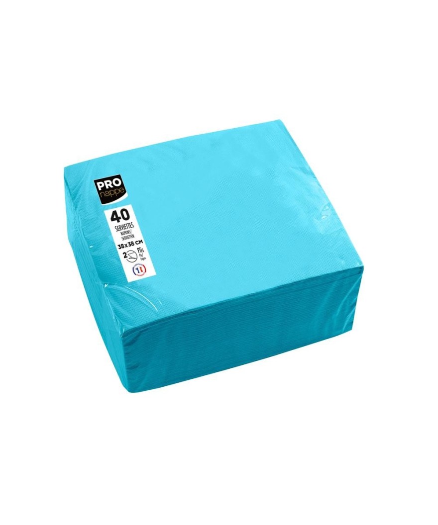 40 Serviettes OUATE 38x38cm Azur