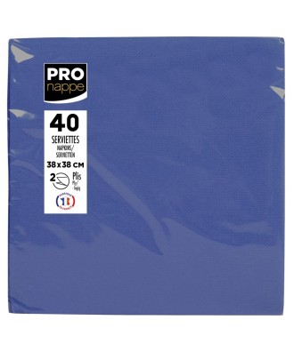 40 Serv.OUATE micro-gaufré38X38 Marine