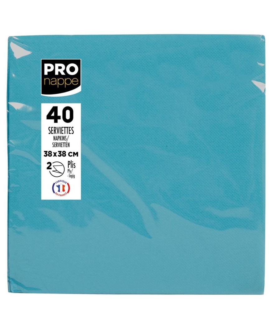 40Serv.OUATE micro-gauf.38X38Turquoise