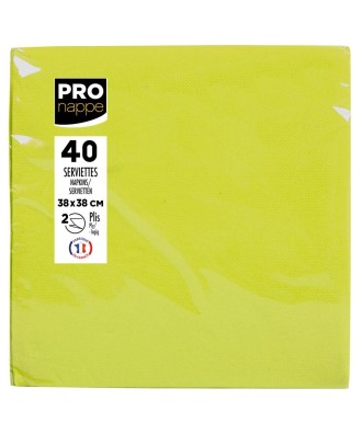 40Serv.OUATE micro-gaufré 38X38Vert kiwi