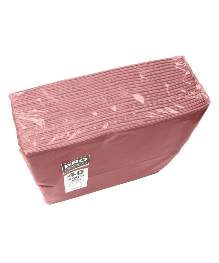 40 Serv.OUATE pliées1/8 38x38 Vieux Rose