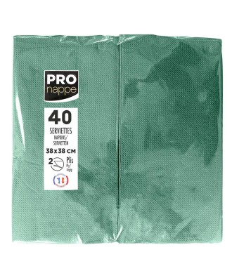40 Serv.OUATE pliées 1/8 38x38Vert Sapin