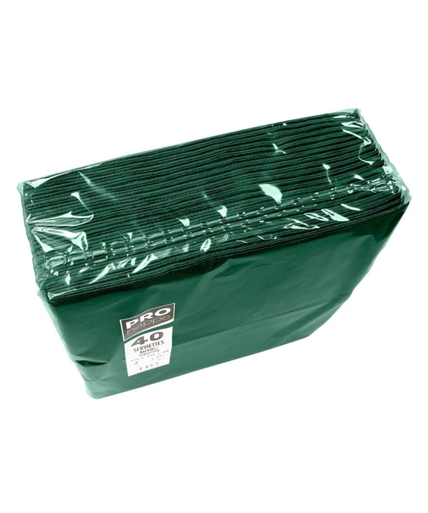 40 Serv.OUATE pliées 1/8 38x38Vert Sapin