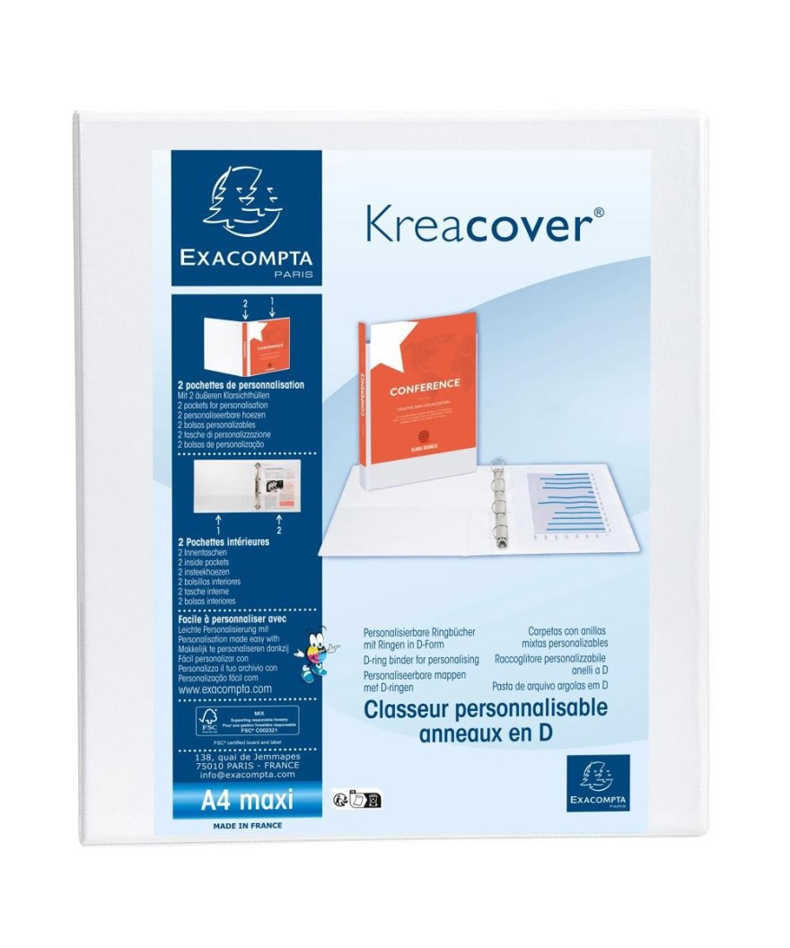 Classeur personnalisable 2anx D15 blanc