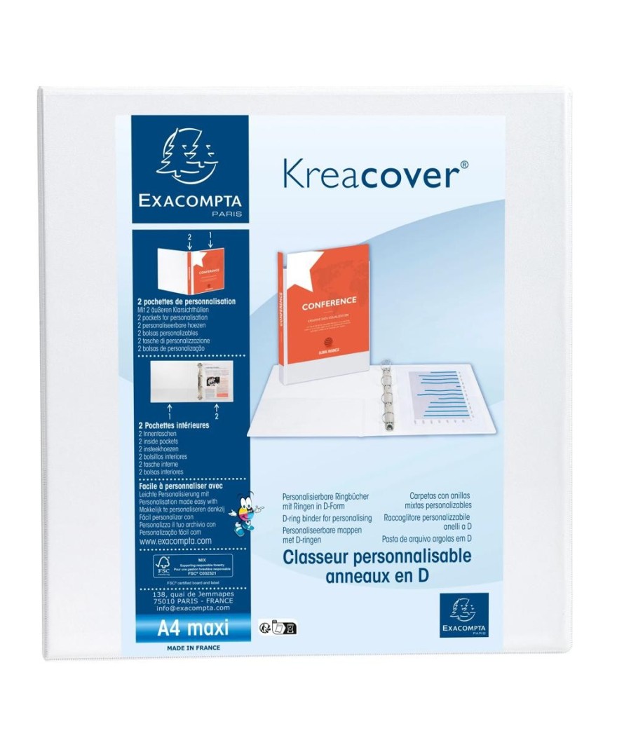 Classeur personnalisable 2anx D50 blanc
