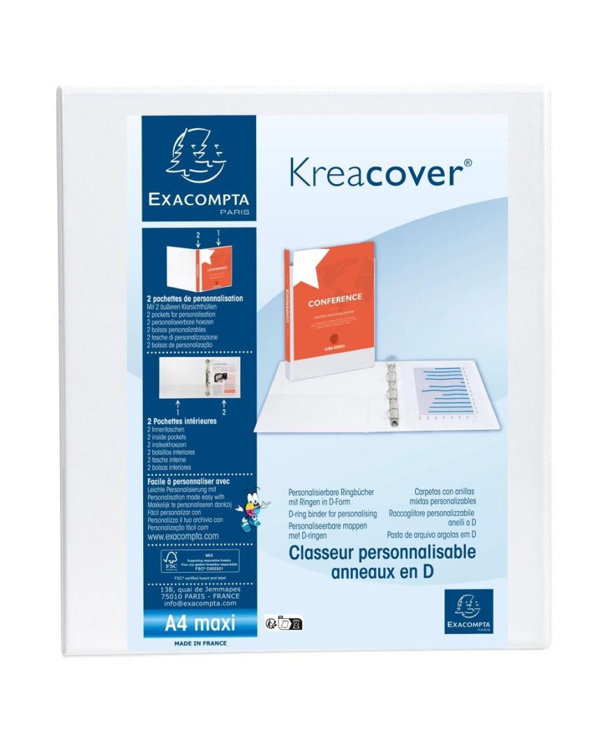 Classeur perso. 2 poches 2anx D40 blanc