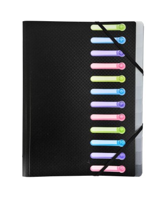 Trieur 12 comp 3 rabats PP Noir