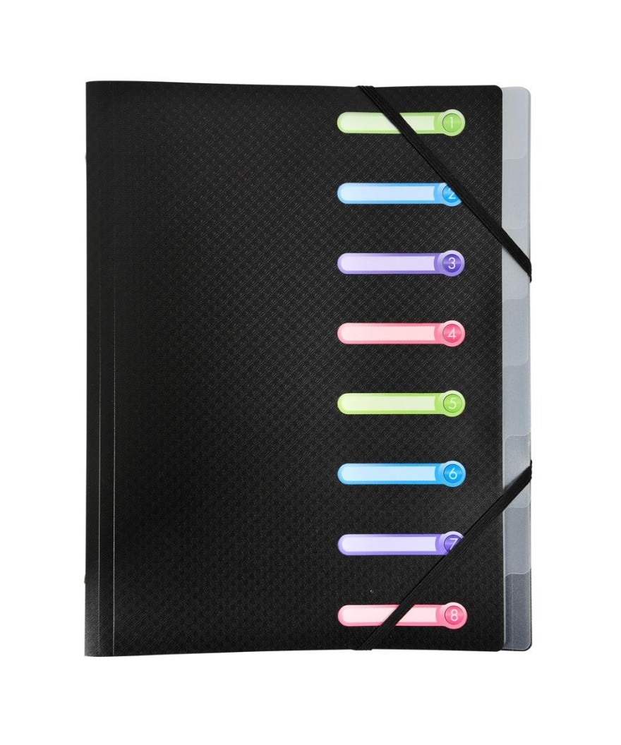 Trieur 8 comp 3 rabats PP Noir