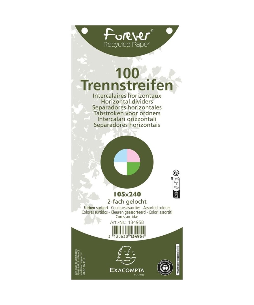 Pq 100 fiches Interc.recycl. 105x240 Ass